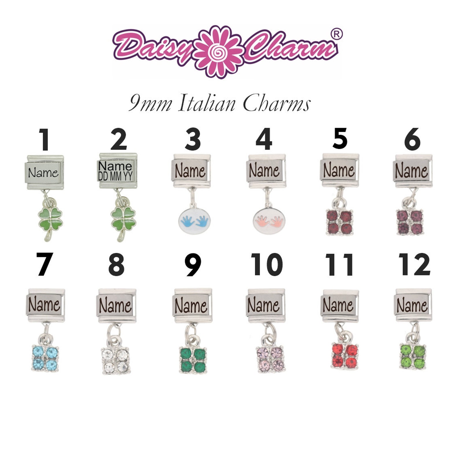 Custom Made Personalised Dangle Italian Charms by Daisy Charm Etsy