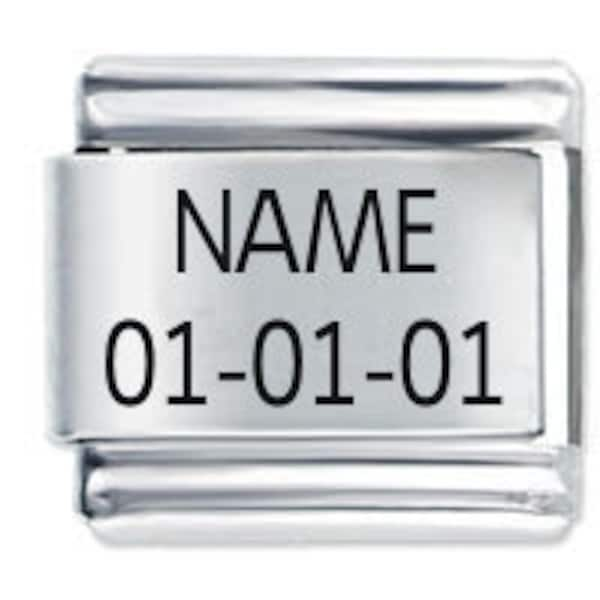 Daisy Charm - Custom Made Personalised Name & Date * Birthday * Fits Italian charm bracelets