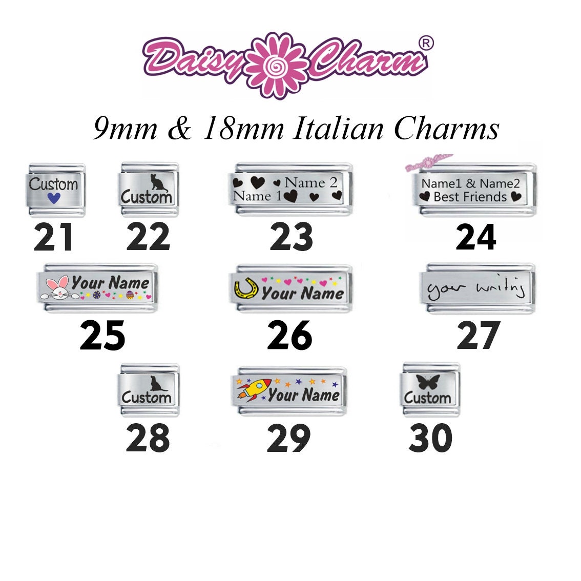 Custom Made Personalised Italian Charms by Daisy Charm Etsy UK