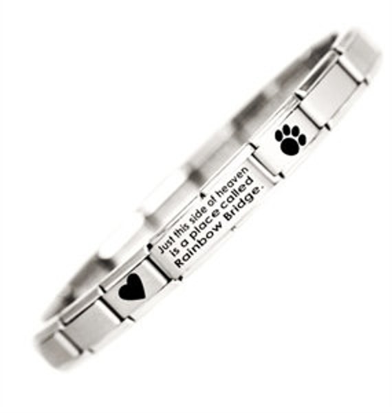 JSC Rainbow Bridge Pet loss Bracelet Daisy Charm Compatible with Italian Modular charms