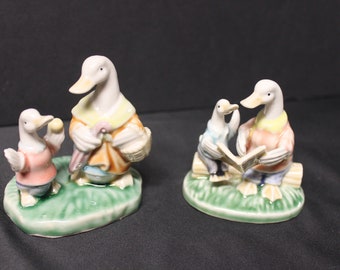 Set of 2 Adorable Goose Family Figurines