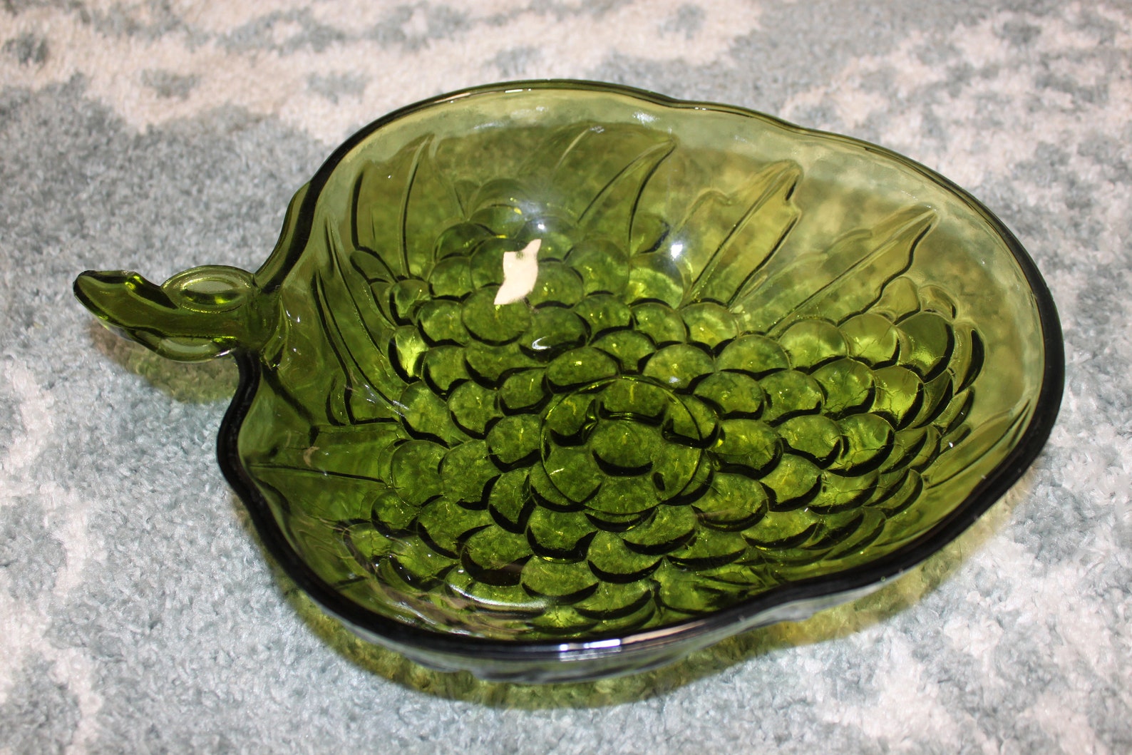 Vintage Grape Design Green Glass Fruit Bowl Large Etsy