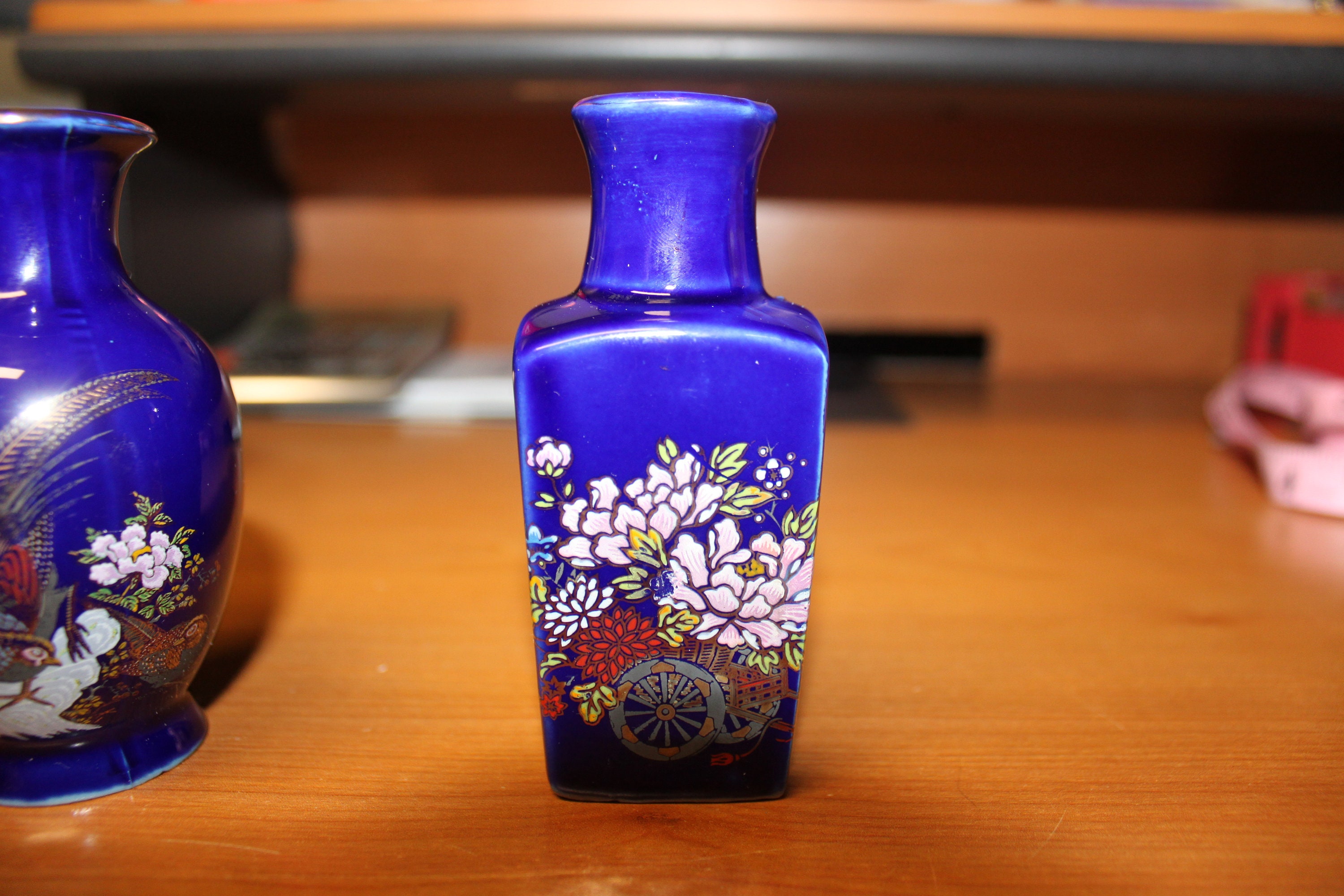 Kutani Cobalt Blue Vases Set of Two Vintage Japan Made Etsy Australia