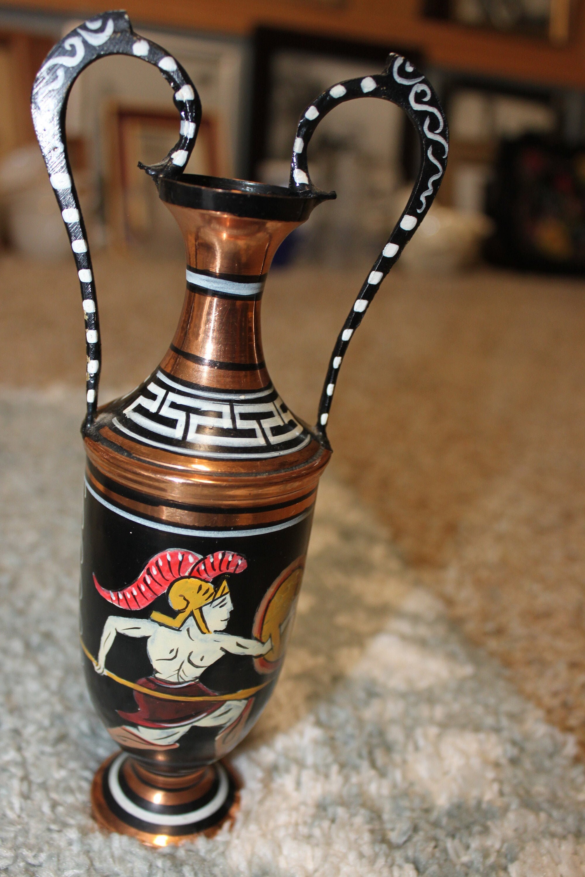 Greek Revival Hand Painted Vintage Copper Vase From Greece Etsy Singapore