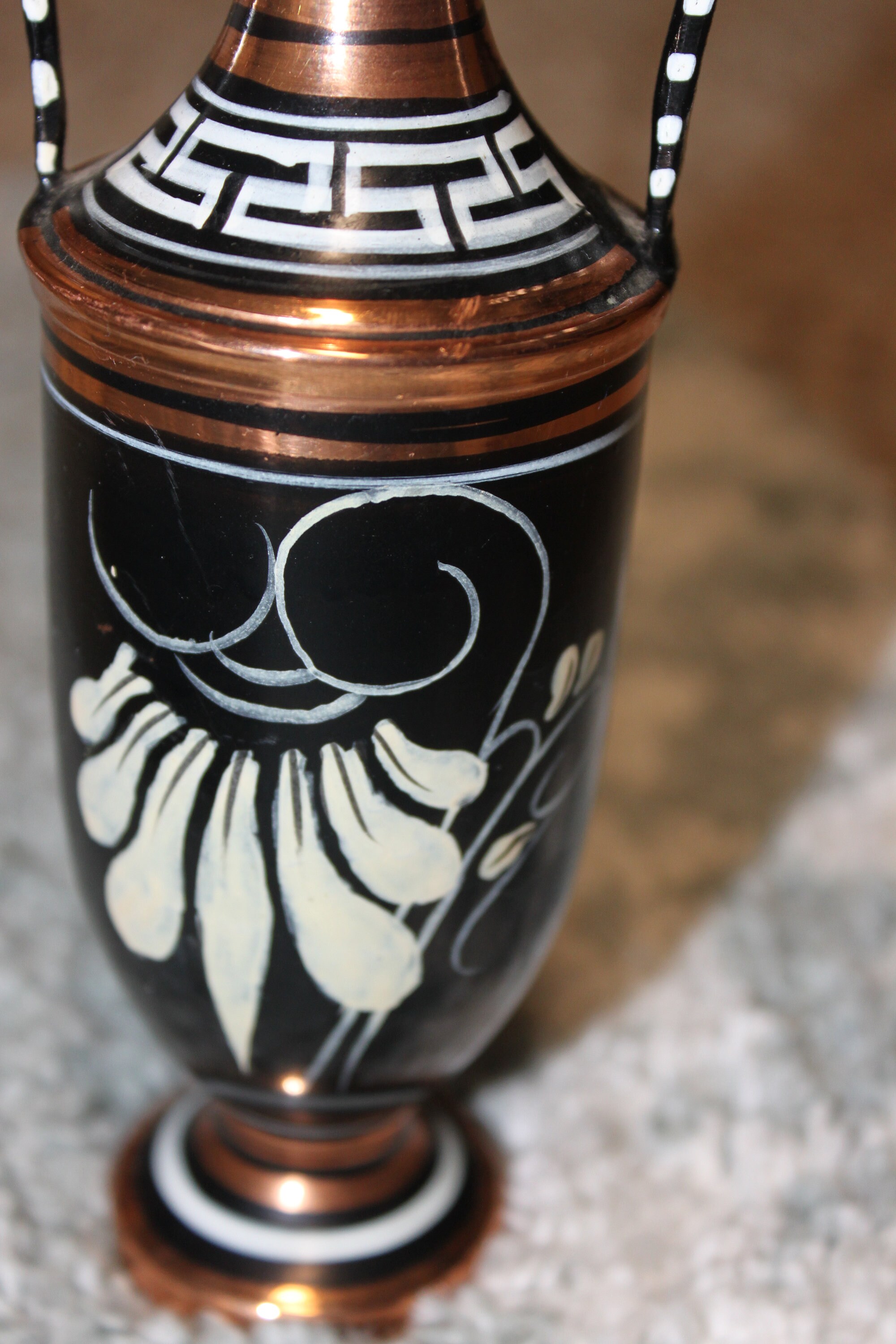 Greek Revival Hand Painted Vintage Copper Vase From Greece Etsy Singapore