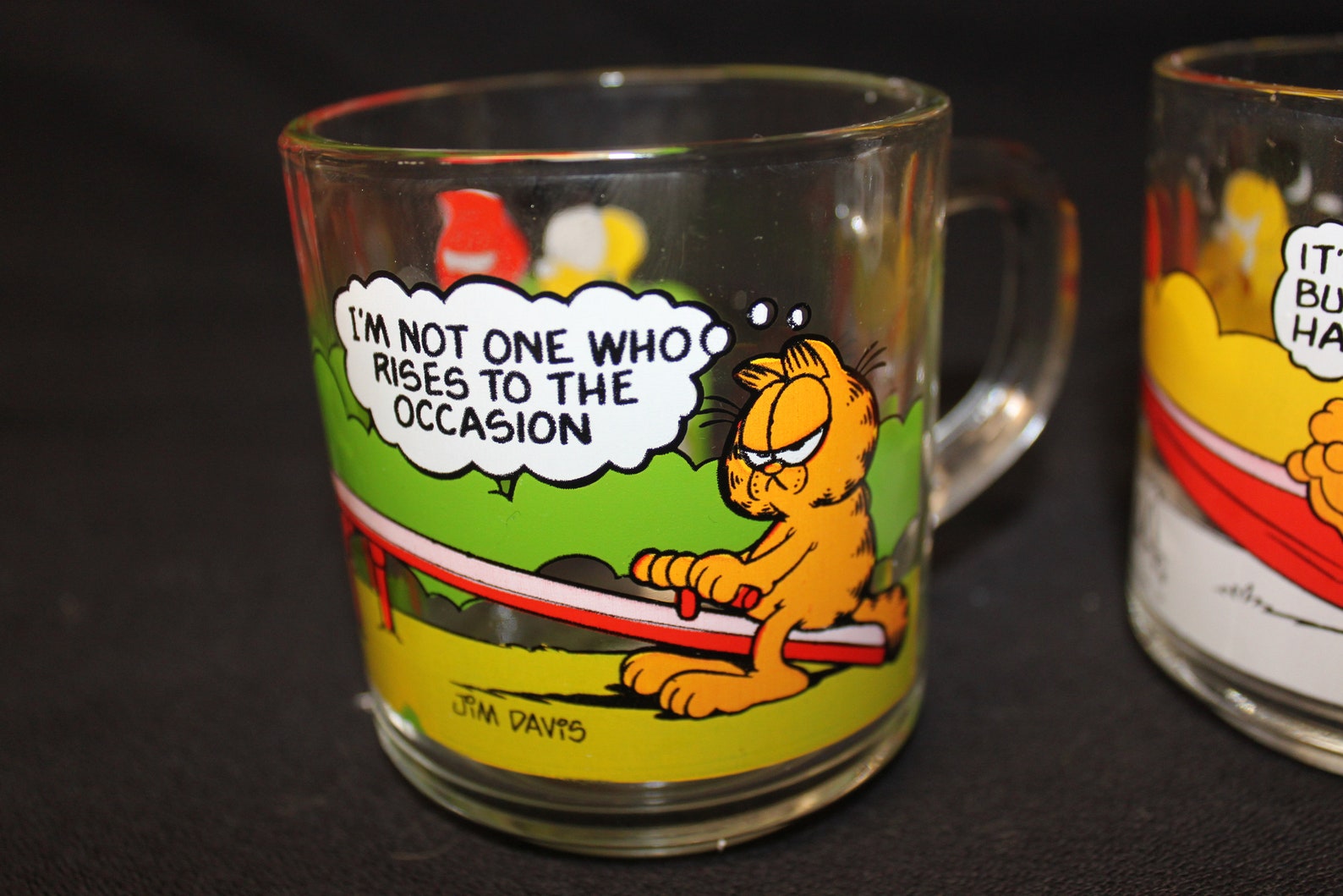 Two 1978 Garfield Characters McDonalds Glass Cups w/Handle Etsy