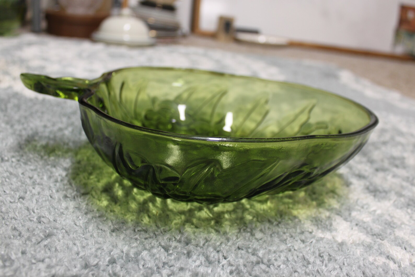 Vintage Grape Design Green Glass Fruit Bowl Large Etsy