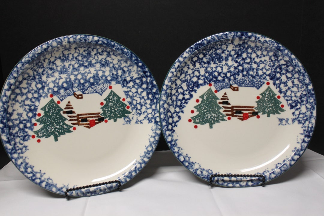 Tienshan Folk Craft CABIN in THE SNOW 10.5 Dinner Plate Etsy