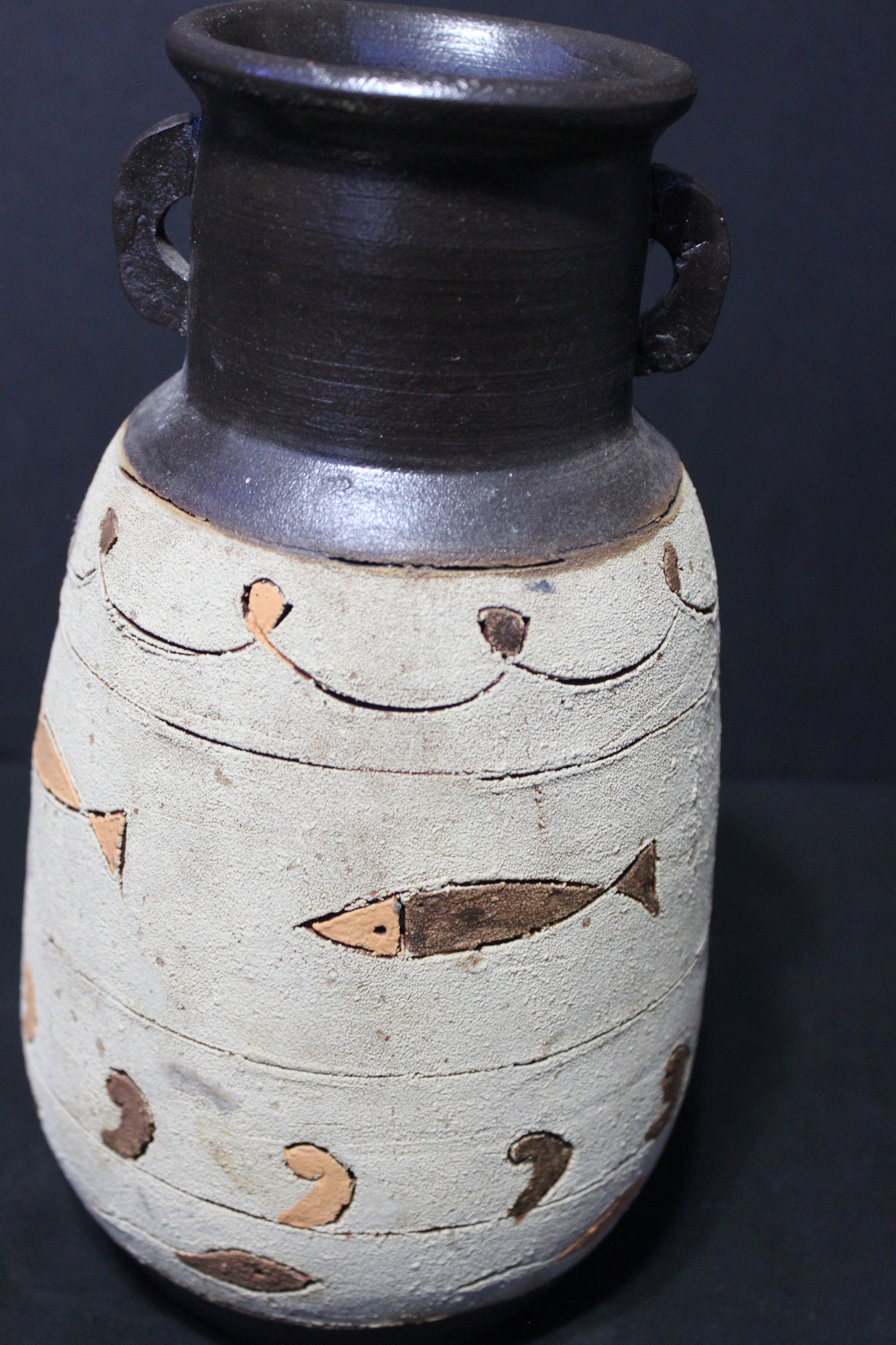 Vietnamese Red River Pottery 10 Fish Vase Rustic Etsy