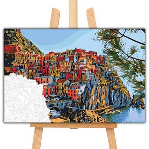 PAINT BY NUMBERS Adult landscape sea mountains nature Italy cinque terre Manarola canvas with frame painting art wall picture acrylic gift