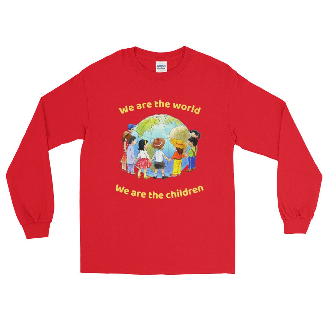 We Are the World Mens Long Sleeve Shirt Etsy UK