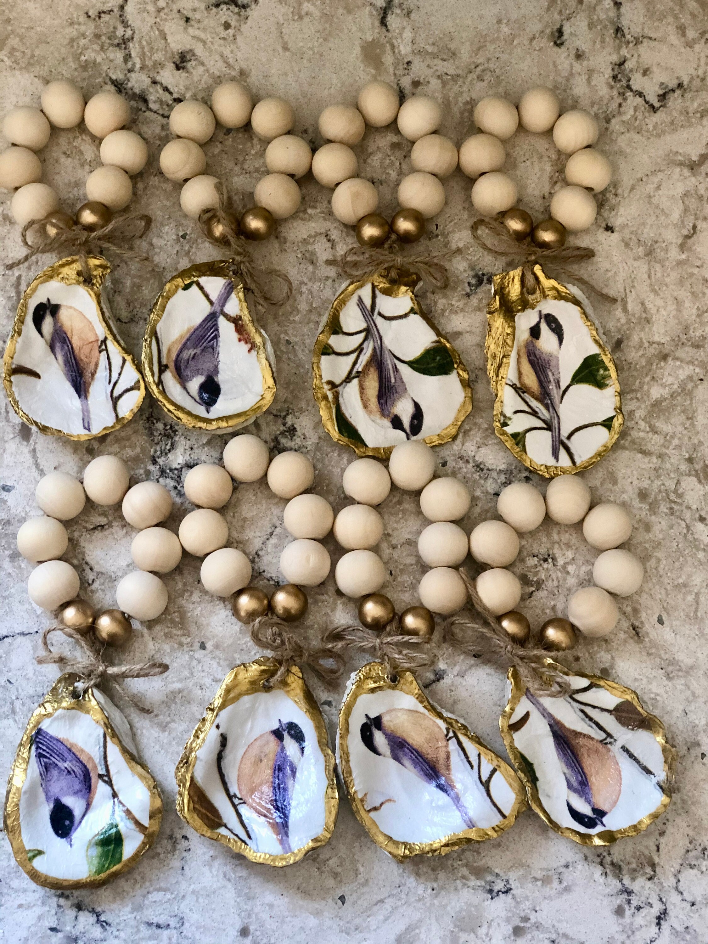 Handpainted and decoupaged oyster shell napkin rings Etsy