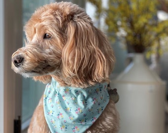 Reversible Dog Bandana - Easter - Over the Collar - Flowers - Summer Dog Bandana - Summer Dog Scarf - Spring Dog Bandana - Spring Dog Scarf