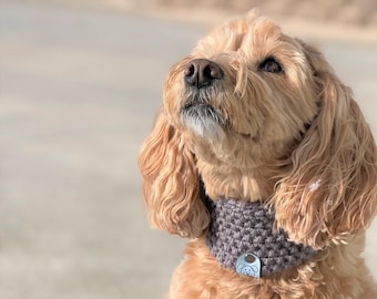 The Arf Scarf / Dog Scarf / Dog Bandana / Dog Snood / Knit Infinity Dog Scarf / Pet Bandana / Dog Apparel / Charcoal Dog Scarf