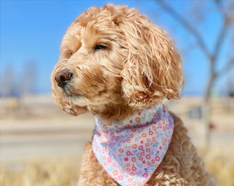 Reversible Dog Bandana -Flower Dog Bandana – Dog Bandana - Dog Scarf - Summer - Reversible Dog Scarf - Over the Collar