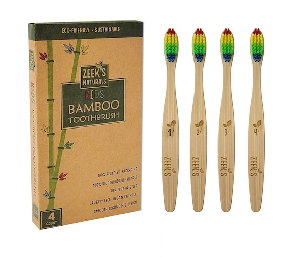 4er Pack - KIDS Bambus Zahnbrsten - Biologisch abbaubar Umweltfreundlich  Natrlich Nummeriert - Etsy.de