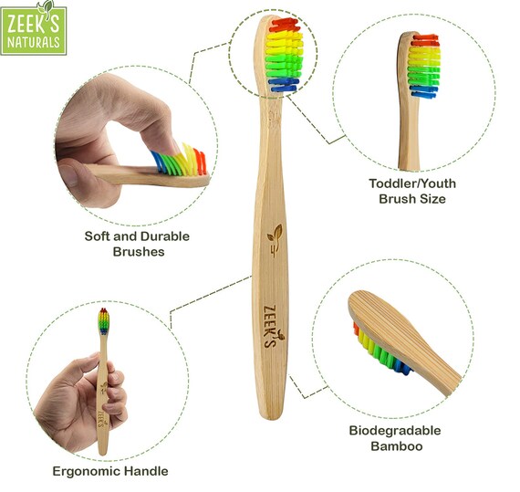 4er Pack - KIDS Bambus Zahnbrsten - Biologisch abbaubar Umweltfreundlich  Natrlich Nummeriert - Etsy.de