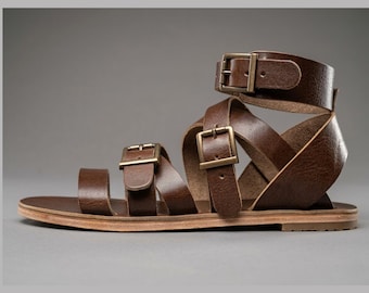 Handgefertigte Leder Gladiator Sandalen:, Minimalist Artisan Sandalen
