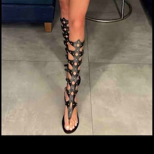 Men Women Unisex Hippian Authentic Ancient Handmade greek roman trojan halloween costume high knee long  Gladiator Sandal,FAST DELİVER CARGO
