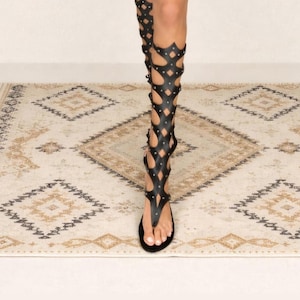 Women's Unisex Handmade Black Gladiator Sandals – Roman Style Leather Summer Sandals