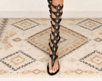 Women's Unisex Handmade Black Gladiator Sandals – Roman Style Leather Summer Sandals
