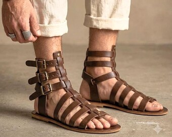 Handmade Full Grain Leather Gladiator Sandals – Unisex Summer Footwear