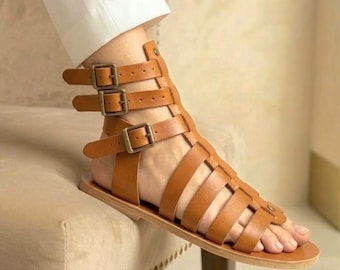 Handmade Full Grain Leather Gladiator Sandals – Unisex Summer Footwear – Artisan Crafted