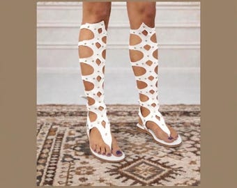 Unisex Handmade Leather Gladiator Sandals: Gothic Hippie Style , Women Costume festival Sandal's
