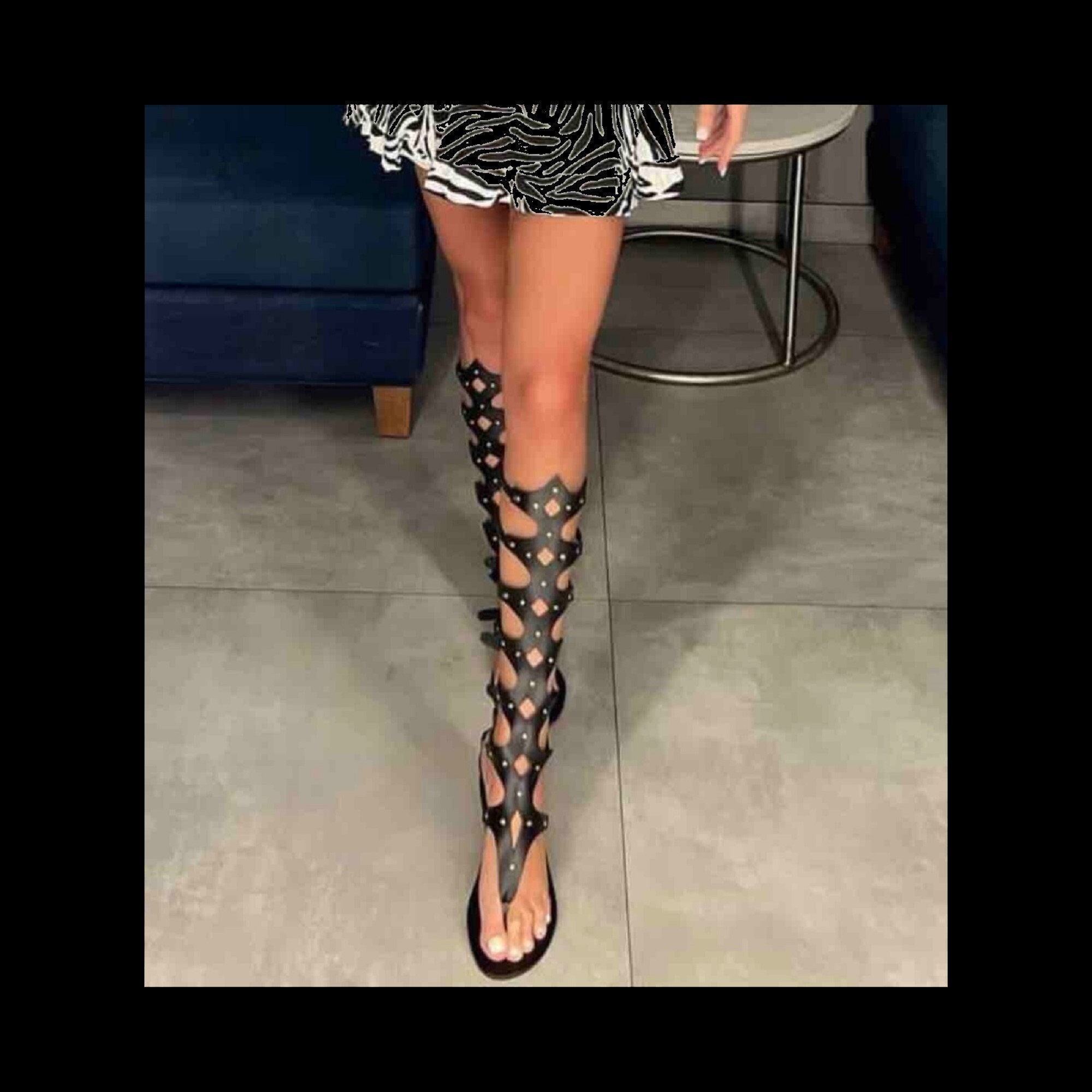 Strappy Gladiator Heels  Black Gladiator Open Toe Zip High Heel