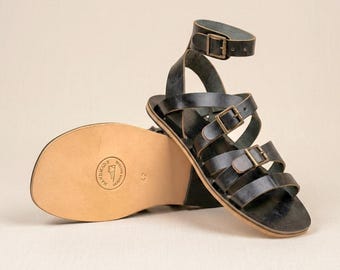 Sandalias de gladiador de cuero unisex hechas a mano: sandalias artesanales minimalistas