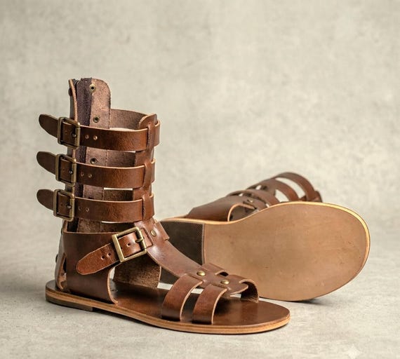 Unisex Handmade Leather Short Gladiator Sandals, Artisan Boots Sandal