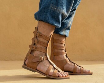 Men's Unisex Handmade  Leather Gladiator Sandal's , Roman Style Fisherman Sandal's