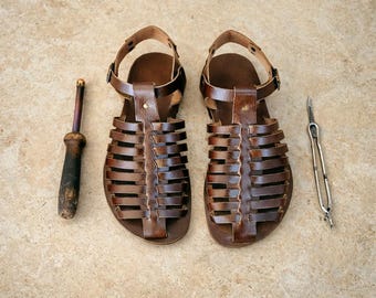 Unisex Handmade Leather Fisherman Sandals for – Genuine Leather Sole
