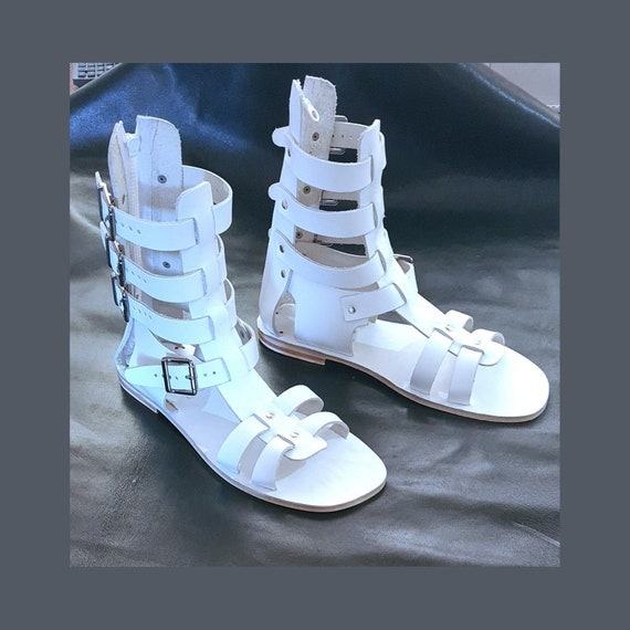 Buy Authentic Ancient White 23 Cm High Men Leather Sole Gladiator Sandal ankle Cuff Sandals Greek Summer Shoes made From 100 genuine Leather Online in India Etsy