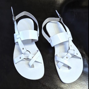 White UNİSEX Men Women Fashion Stylish leather sandal Summer Gladiator ,Barefoot Sandals for Gothic ,gift for her , gift for him