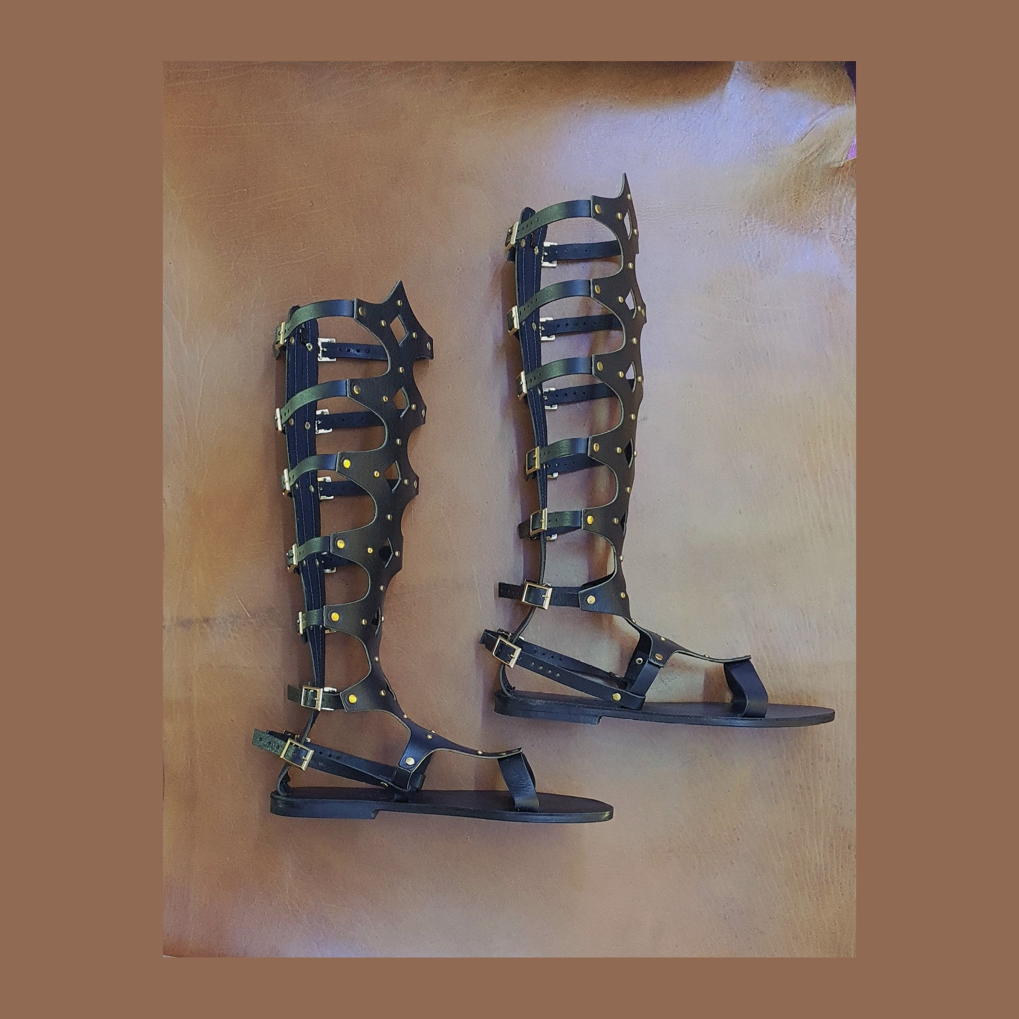 Back Zipper Authentic Ancient Roman Egyptian Long High Boot