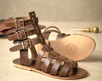 Handmade Leather Gladiator Sandals – Full Grain Leather Sole