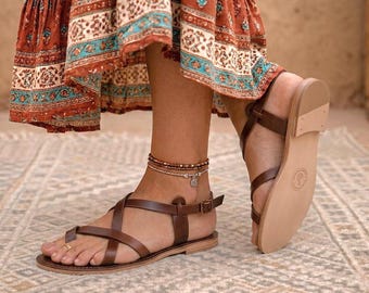 Handmade Brown Leather Fisherman Sandals – Minimalist Artisan Summer Style