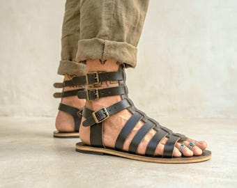 Handmade Full Grain Leather Gladiator Sandals – Artisan Crafted, Natural Sole