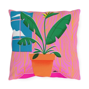 Bird of Paradise Retro Vintage Tiki Bar Outdoor Pillows