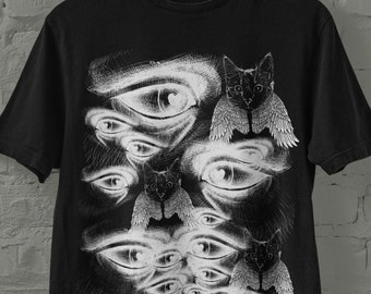 Grunge Clothing Cat Eyes Angel,Shirt,Alt Clothing,Mall Goth,Trad Goth,Strange Unique Gifts,Pastel Goth,Goth Shirt,Dark Academia Weird Shirt