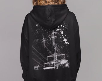 Cyberpunk Pylons Hoodie, Grunge Clothing, Alt Clothing, Pastel Goth, Weird Clothing, Nu Goth Clothes, Weirdcore Clothing, Dreamcore Hoodie