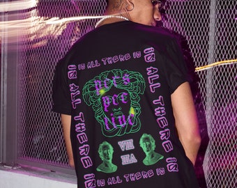Grunge T-shirt, uniseks T-shirt met print op de achterkant, abstract grafisch T-shirt, Vaporwave, Cyberpunk Rave Tee, festivalshirt, Trippy T-shirt, Streetwear
