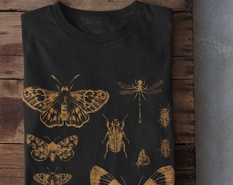 Maglietta con falene e insetti, maglietta con falene, abbigliamento grunge, maglietta cottagecore, abbigliamento goblincore, abbigliamento fairycore Y2K, abbigliamento indie