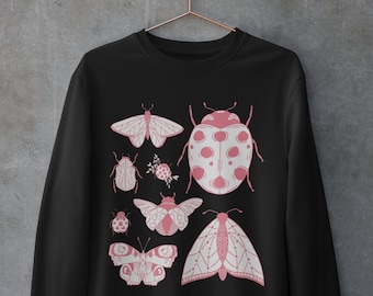 Cottagecore Moth Sweatshirt,Goblincore Goth ,Grunge Fairycore Clothing,Witchy Sweater,Dark Academia Aesthetic,Botanical Art,Fairy Grunge
