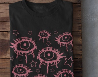 Indie Clothing, Alternative Clothing, Horror Aesthetic Clothing, Horror Eyes Shirt,Gothic Shirt, Grunge Pastel Goth Clothing,Pastel Goth Top