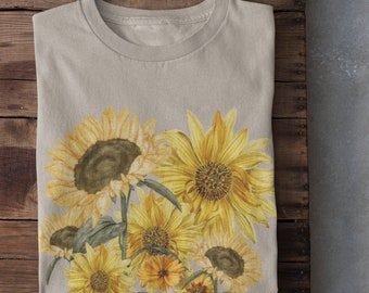 Koszulka Cottagecore Granola Girl Sunflower, Koszulka Botanical Wildflower, Koszulka Boho Flowers, Koszulka Fairycore Floral, Modne koszulki damskie