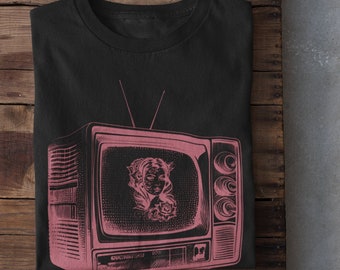 Y2k Glitch Pink TV Shirt,Pastel Goth Grunge Clothing,Weirdcore Tshirt,Cyberpunk Clothes,Vaporwave Alt Clothing,Glitchcore T Shirt,Retro Y2k