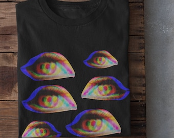 Glitch Eyes Shirt, Alt Clothing, Grunge Clothing, Weirdcore Clowncore Shirt, Y2k Eyes T-shirt, Vaporwave Synthwave Cyberpunk Shirt, Unisex T