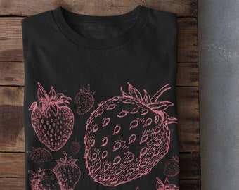 Cottagecore Strawberry Shirt, Pastel Goth Clothing, Kawaii Clothing, Strawberries T Shirt, Plant Lover Gift, Stawberry Top, Fruit Shirt,